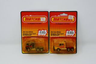 Matchbox 1983 Die Cast Metal Cars Scania T - 142 & Kenworth C.  O.  E Aerodyne