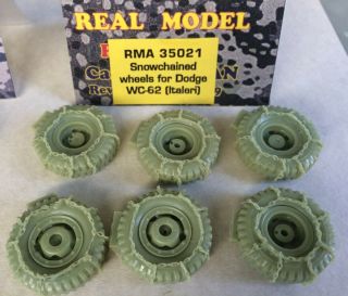 1/35 Real Model 35021; Snow - Chained Wheels/tyres For Dodge Wc - 62 (ita)