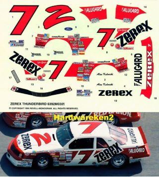 Nascar Decal 7 Zerex Alan Kulwicki 1987 Thunderbird - 1/24