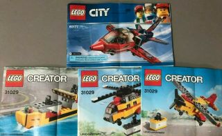 Lego Creator 31029 Cargo Heli And Lego City 60177 Airshow Jet