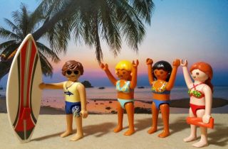 Playmobil Plage Vacances Surfeur Planche Surf Beach Holiday Surfing Shortboard