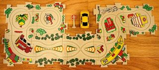 Vehicle Puzzle Tracks: Car,  Sign & 8 Interlocking Tiles Hospital Theme Very Good