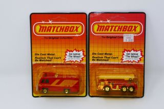 Matchbox 1983 Die Cast Metal Cars Airport Foam Tender & Ladder Fire Engine