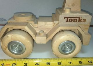9in Tonka Heavy Wood Wooden Semi Tractor Trailer Dump Truck Toy Model Large Car