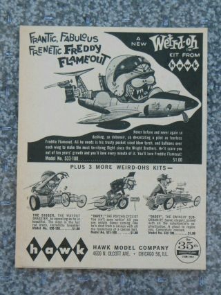Vintage 1963 Hawk Weird - Ohs Freddy Flameout Davey Digger Daddy Advertisement