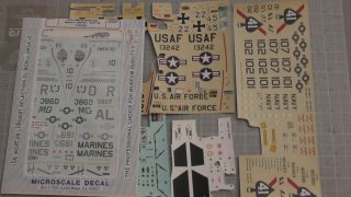 Vintage Monogram/revell 1/48 Scale F - 4 Phantoms / F - 104 B - 17 Decals And Misc???
