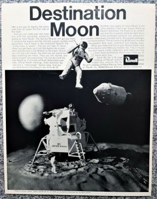 Vintage 1967 Revell Destination Moon Apollo Lunar Module Astronaut Advertisement