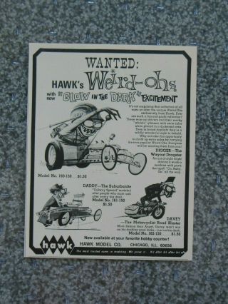 Vintage 1969 Hawk Weird - Ohs Davey Digger Daddy Glow In The Dark Advertisement