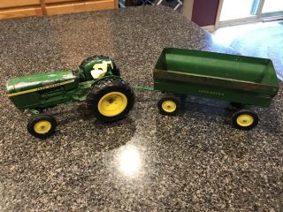 Vintage Ertl Toys John Deere Utility Tractor 584 1:16 Green Made Usa With Wagon