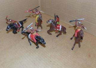 Marx Western Indians And Horses In Hand Painted Hard Plastic Made In Germany
