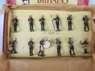 Britains Band Of The Royal Marines No.  1291 12 Soldier Musicians Roan Box 1949