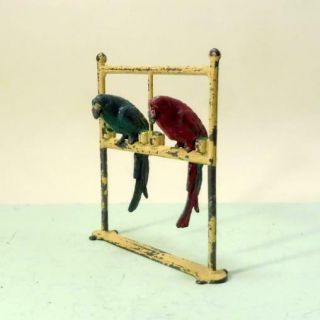 Vintage Lead Circus - Rare Two Parrots On Stand F G Taylor And Sons 1940s - 50s