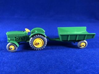 Vintage Matchbox Made By Lesney John Deere Tractor 50 And Trailer 51 Grey Tire