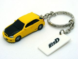 Initial D Honda Civic Type - R Ek9 Yellow With Key Chains Miniature Car Nfs