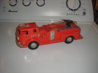 Vintage Plastic 11 5/8 " Fire Engine Pumper Truck