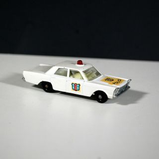 Matchbox Vintage No 55 Ford Galaxie Police Car White Body And Red Dome Light