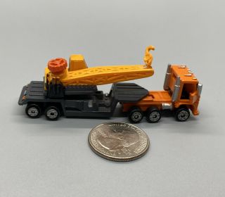 Micro Machines Road Construction Crane W/deluxe Semi Truck Orange/gray 1994 Lgti