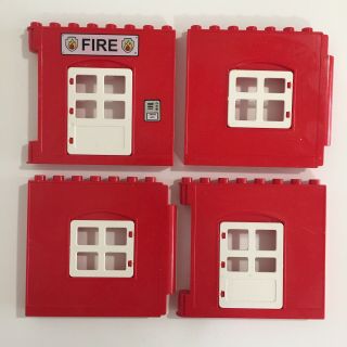 Lego Duplo Firehouse Walls Red White With Window Door House Set