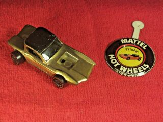 Hot Wheels 1968 Redline Python Black Over Gold With Collector Button