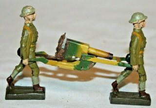 1917 Lineol Wwi Us Army Doughboy Soldier Machine Gun Toting Crew Hausser Toy