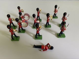 W Britain Scots Guards Marching Band Drum Major Bugle Corp Metal Miniatures 54mm