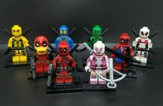 Deadpool Set Of 8 Minifigs Gwen Duckpool Spiderpool Building Toy