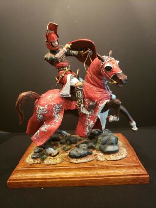 St.  Petersburg 120 Mm Metal " Niena  Mounted Knight (red/white) With Sword ".  Oop