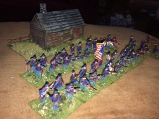 48 Painted 1/72 - Us Civil War Union Ohio Infantry Regiment W Artillery & House