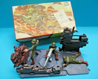 Britains Ltd Mini Set 1071 1/42 Wwii Us Army Machine Gun Crew Toy Soldiers Vnmib