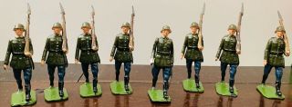 Britains From Set 432 German Infantry Marching At The Slope - 8 Figures