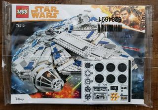 Star Wars Lego - 75212 Millennium Falcon Instructional Booklet,  Sticker Sheet