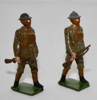Britains Toy Lead Soldiers BRITISH INFANTRY IN GAS MASKS from Set 258.  Pre - War 2