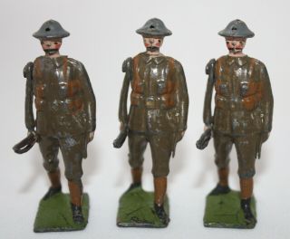 Britains Toy Lead Soldiers Infantry Of The Line 195.  Steel Helmets.  Total = 3