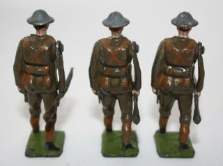 Britains Toy Lead Soldiers INFANTRY OF THE LINE 195.  Steel Helmets.  Total = 3 2