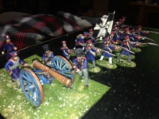 18 Painted 1/32 54mm - Napoleonic War Prussian Landwher Infantry & Artillery