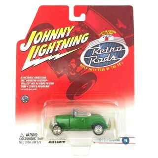 Johnny Lightning Retro Rods 1932 32 Ford Roadster Car Green Die Cast 1/64 Scale