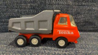 Vintage Tonka Mini Dump Truck Pressed Steel Toy Orange/silver 5” Cond.