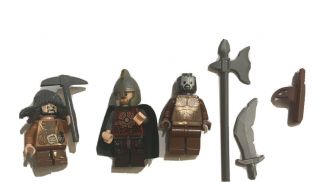 Lord Of Yhe Rings Lego Minifigures Eomer,  Uruk The Berserker,  Bofur The Dwarf