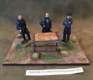 Acw Diorama,  Generals Grant,  Sherman,  Rosecrans Reviewing Maps,  54mm Scale Metal