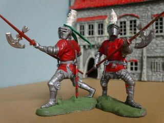Britains Swoppet Knights,  2 Men At Arms With Pole Axes,  Toy Soldiers,  Complete