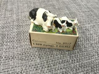 Vintage Britains Lead Farm Series Cow And 2 Calves Item 5017 Boxed