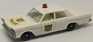 Vintage Lesney Matchbox Ford Galaxie Police Car W/red Dome Light No.  55/59