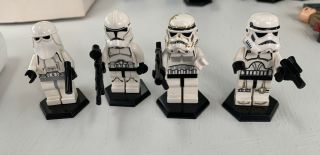 Lego Star Wars Clone Storm Troopers Captain Commander Minifigures 4 W/gun Stand