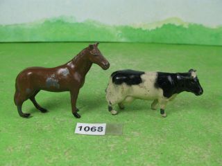 Vintage Hornby Series Lead Farm Horse & Cow Mixed Models 1068