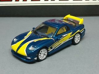 1:64 Racing Champions Fast & Furious Mazda Rx7 Blue W/yellow Limited Edition