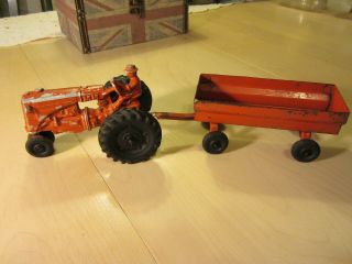 Vintage Mm Minneapolis Moline Die Cast Farm Toy Tractor W/ Driver & Wagon