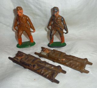 3 Barclay Lead Toy Soldiers 2 Wounded From Old Estate Pre War