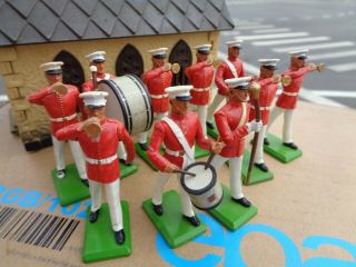Britains Ltd 7305. ,  10 Metal Toy Soldiers,  Us Marine Corps Band W/ Drum Major
