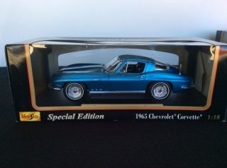 Maisto 1965 Chevrolet Corvette 1:18 Scale - Blue - Special Edition Nm/m