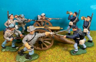 Britains Herald 50mm Civil War Plastic Toy Soldiers With Deetail / Marx Cannon